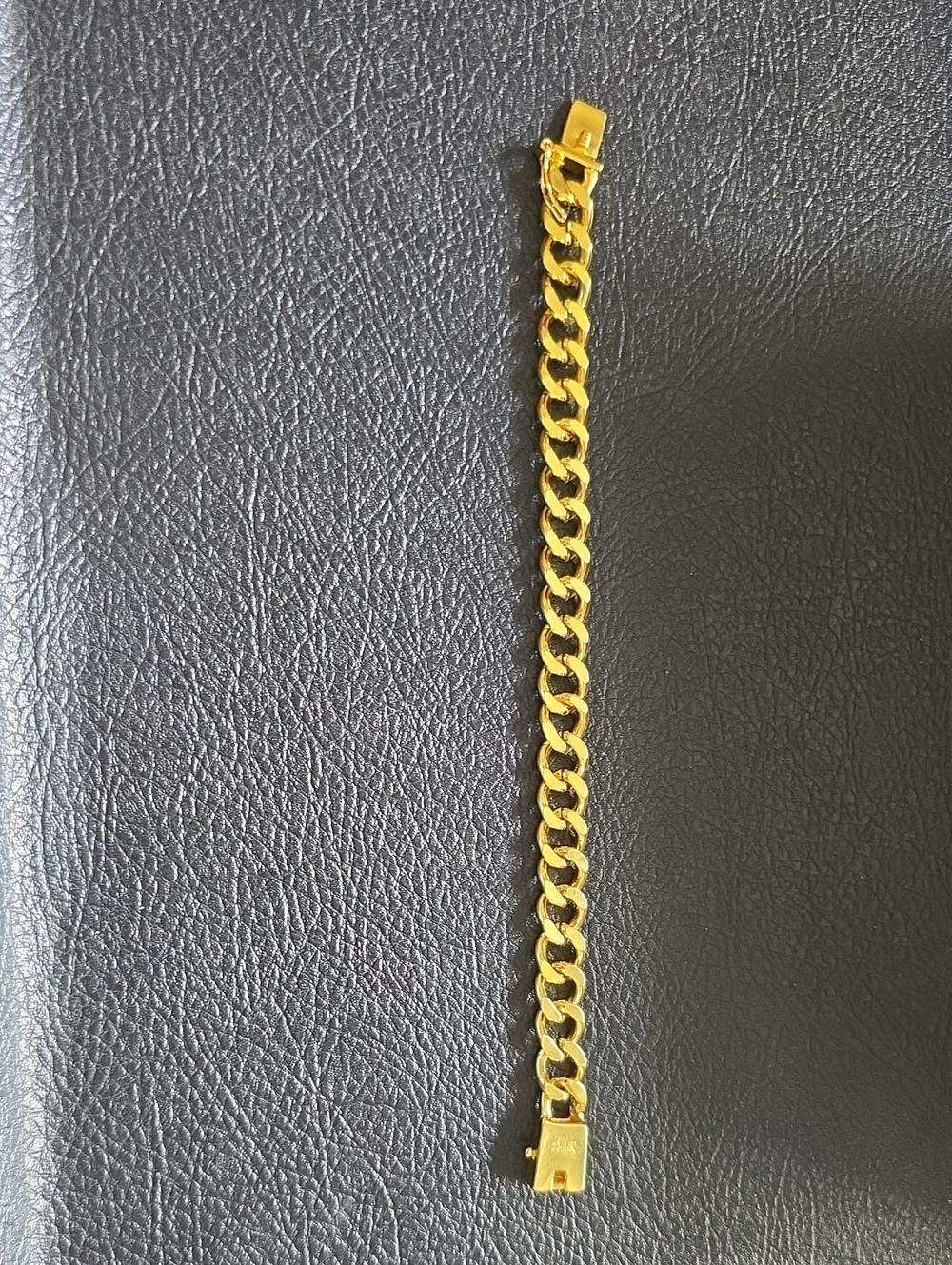 925 Sterling Silver Cuban Link Bracelet 24K Gold Plated 10mm 9" NWOT